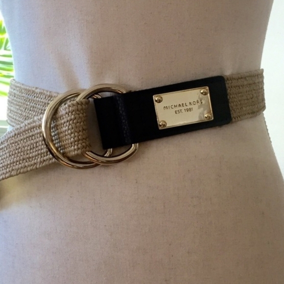 MICHAEL Michael Kors Accessories - Michael Kors Leather Raffia Stretch Belt